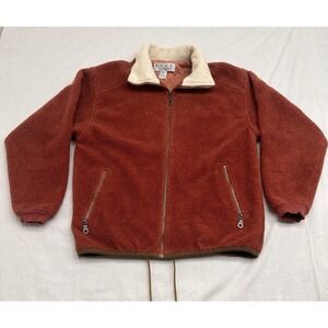 Vintage Real Comfort Womens M Red Sherpa Fleece Zipper Front Jacket Cozy 90s